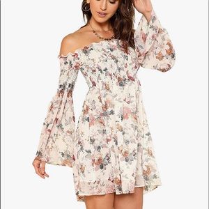 ROMWE Womens Casual Floral Print Off Shoulder Dress. Size XL